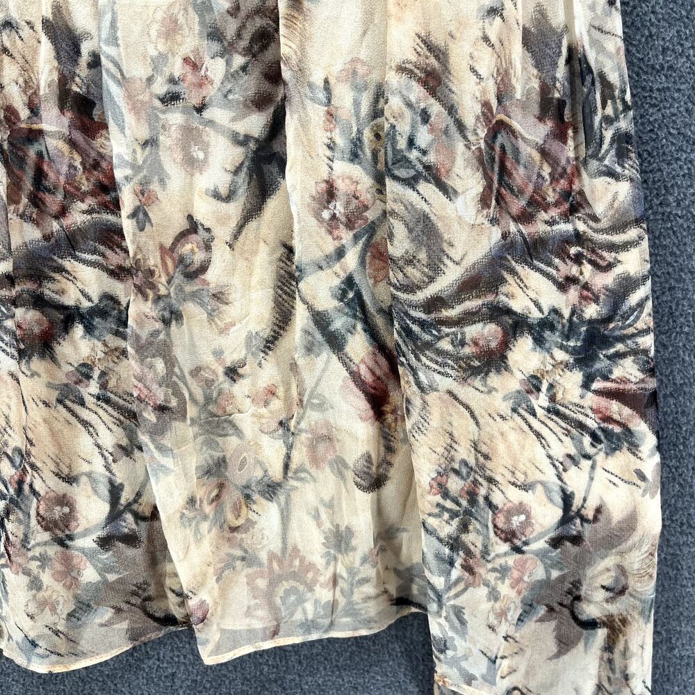 Haute Hippie Runway Silk Top Womens 10 Floral Ring Trim Asymmetric Hem Blouse - Picture 15 of 16